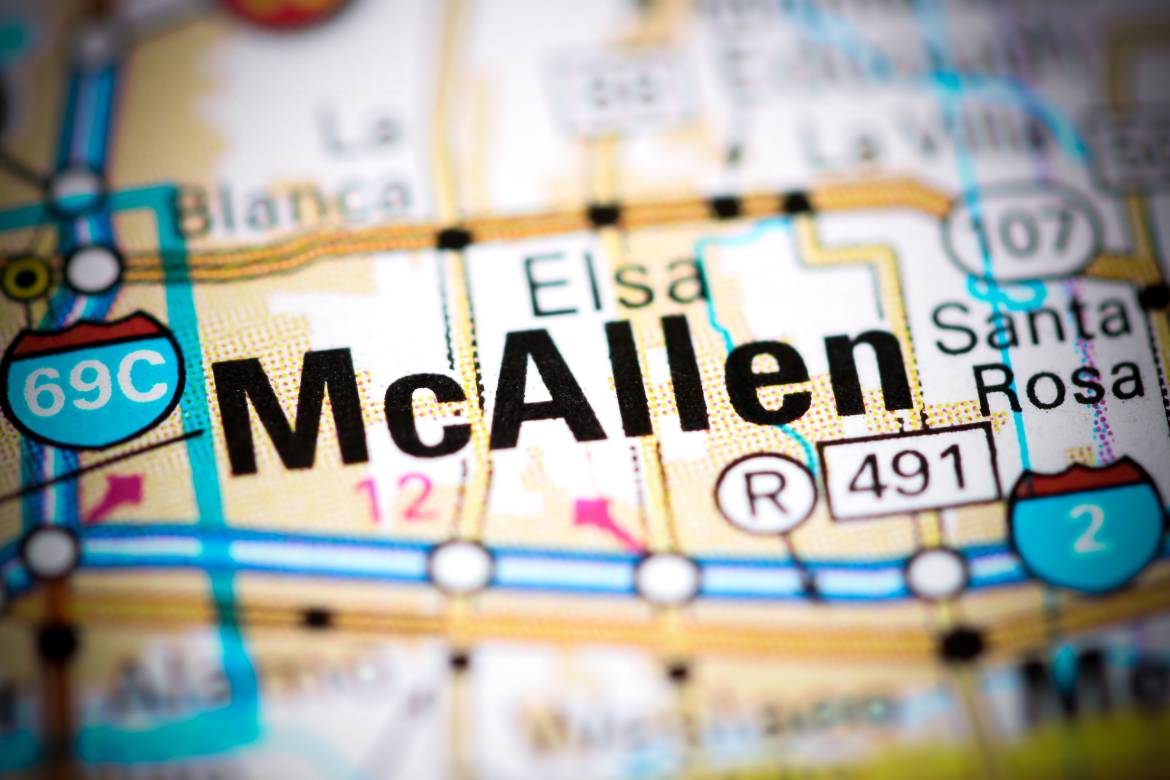 McAllen. Texas. USA on a map