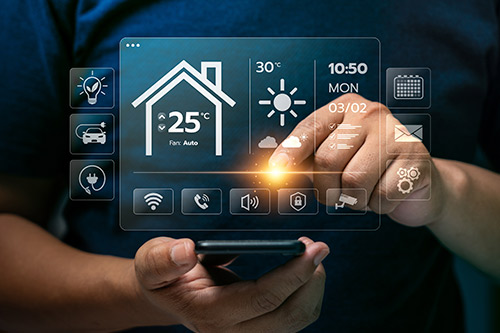 A modern home featuring smart technology, emphasizing its benefits for families in Sharyland ISD communities.
